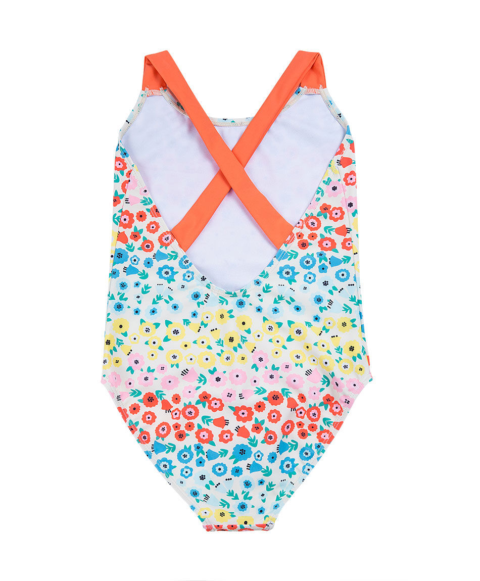 Traje de ba&ntilde;o ni&ntilde;a floreado