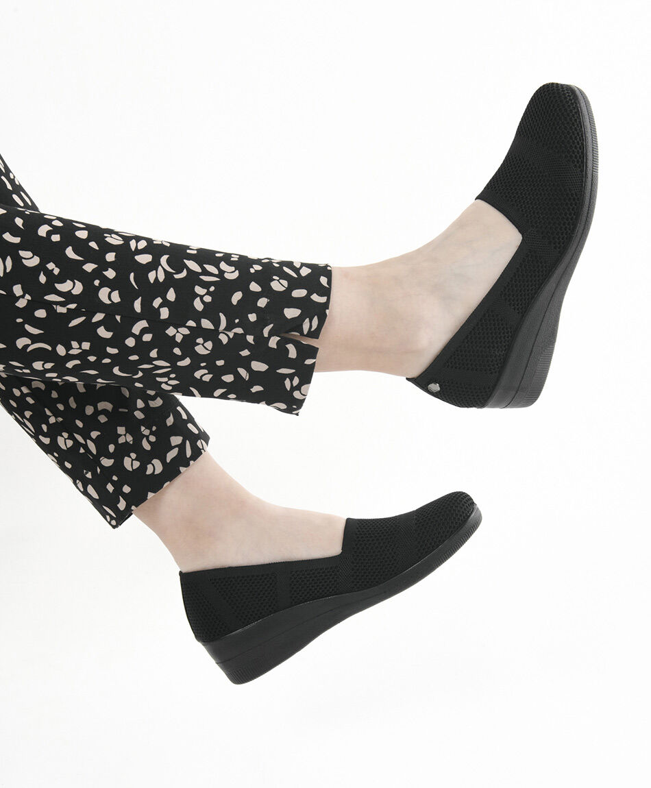 Mocas&iacute;n mujer tejido plataforma