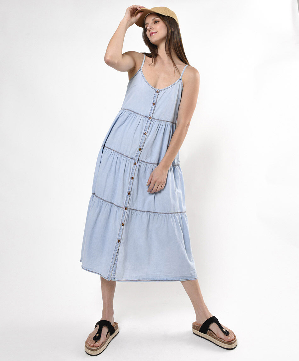 Vestido largo mujer denim pisos