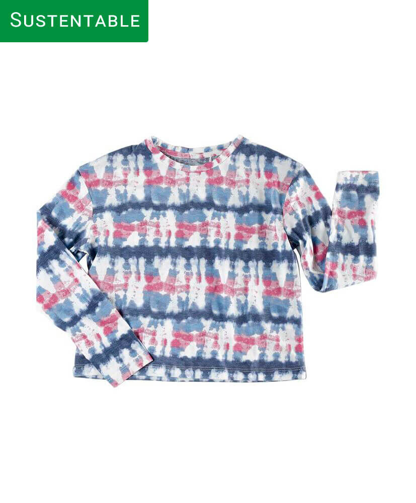 Polera ni&ntilde;a tie dye manga larga
