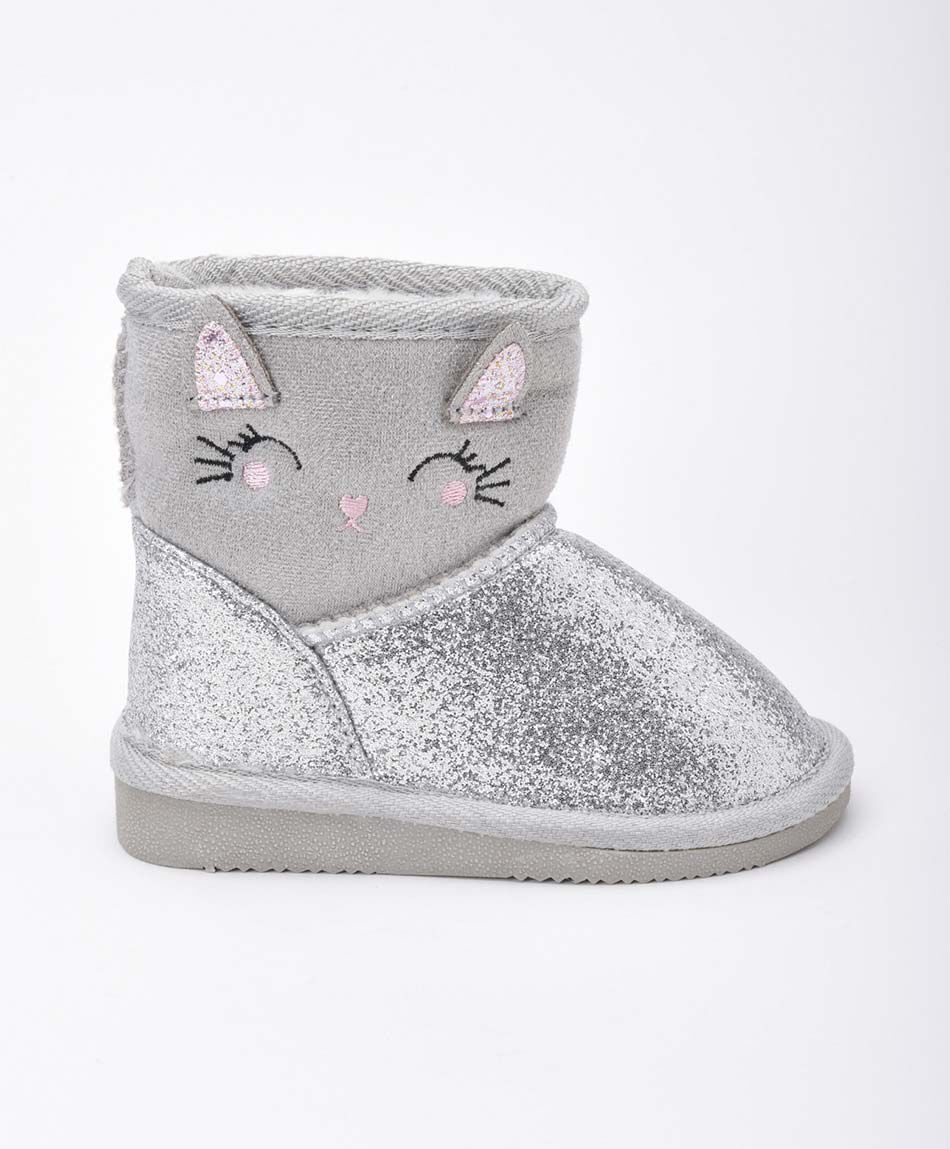 Bota infantil escarchada gato