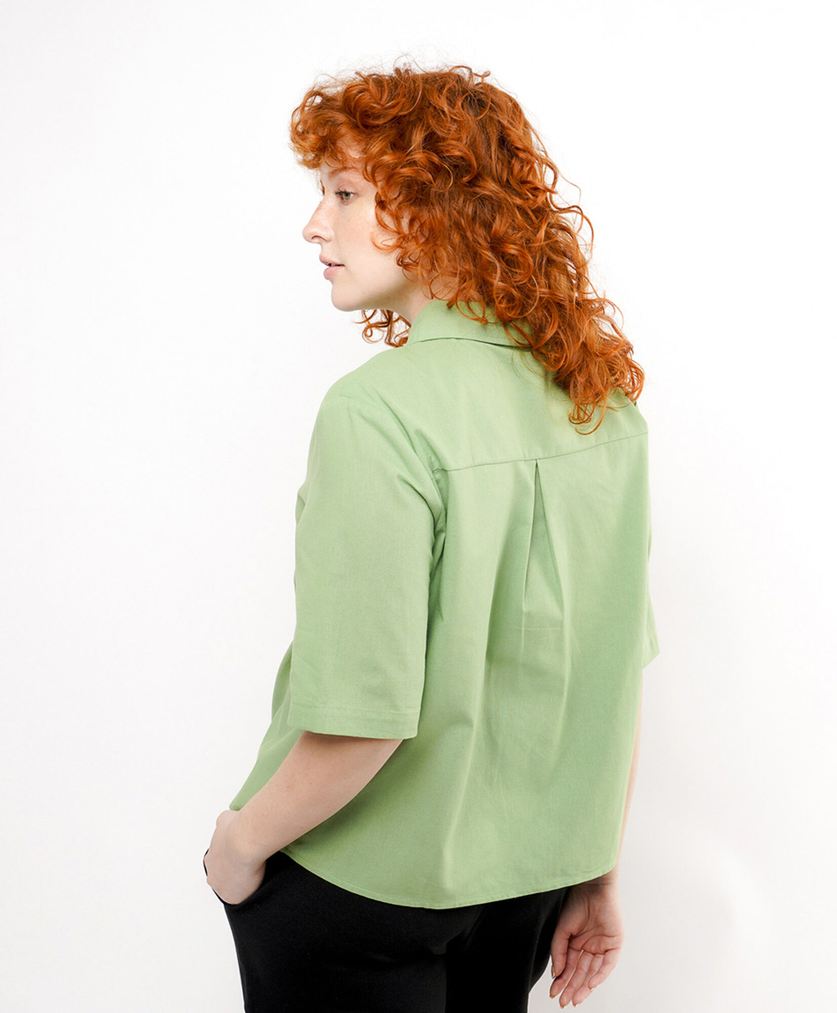 Blusa mujer lisa verde lino Blusa mujer lisa verde lino
