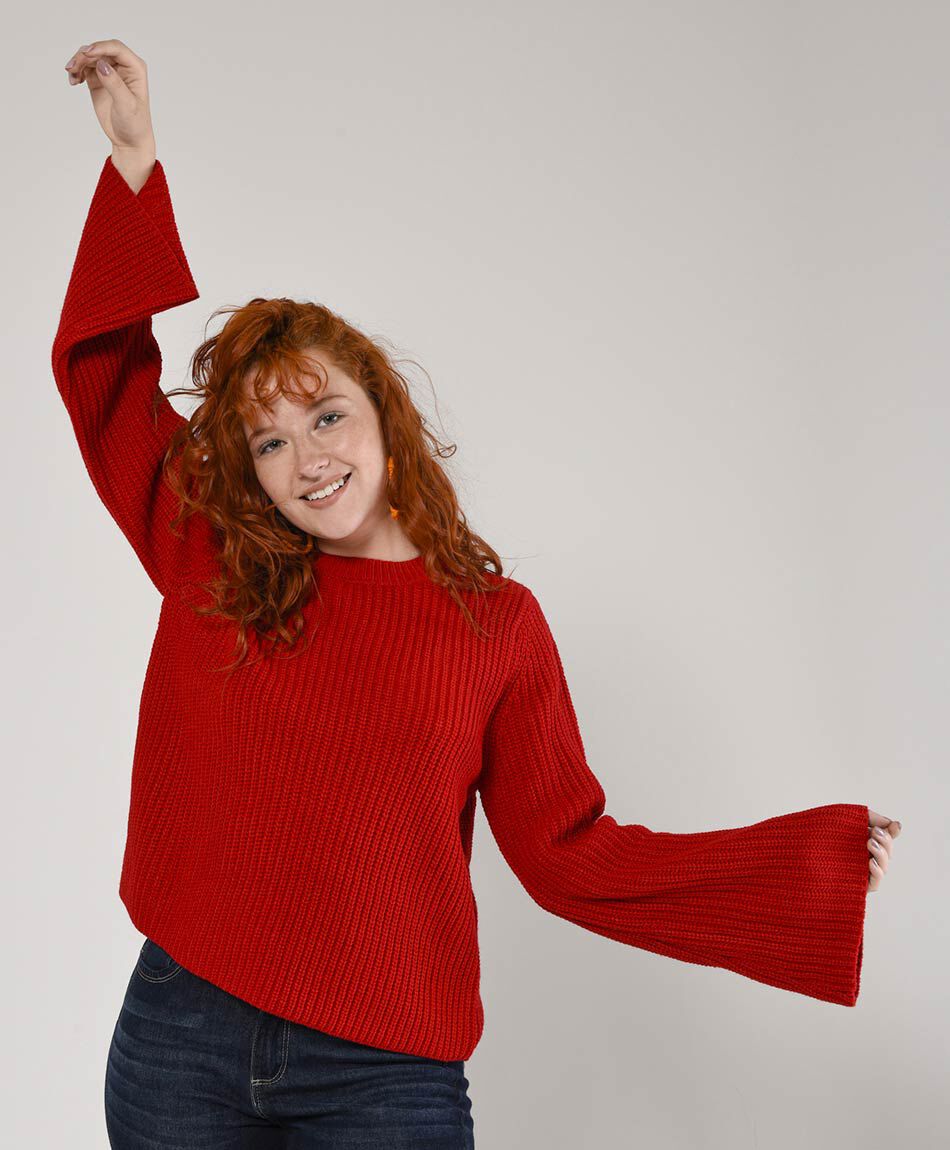 Sweater mujer punto el&aacute;stico manga ancha