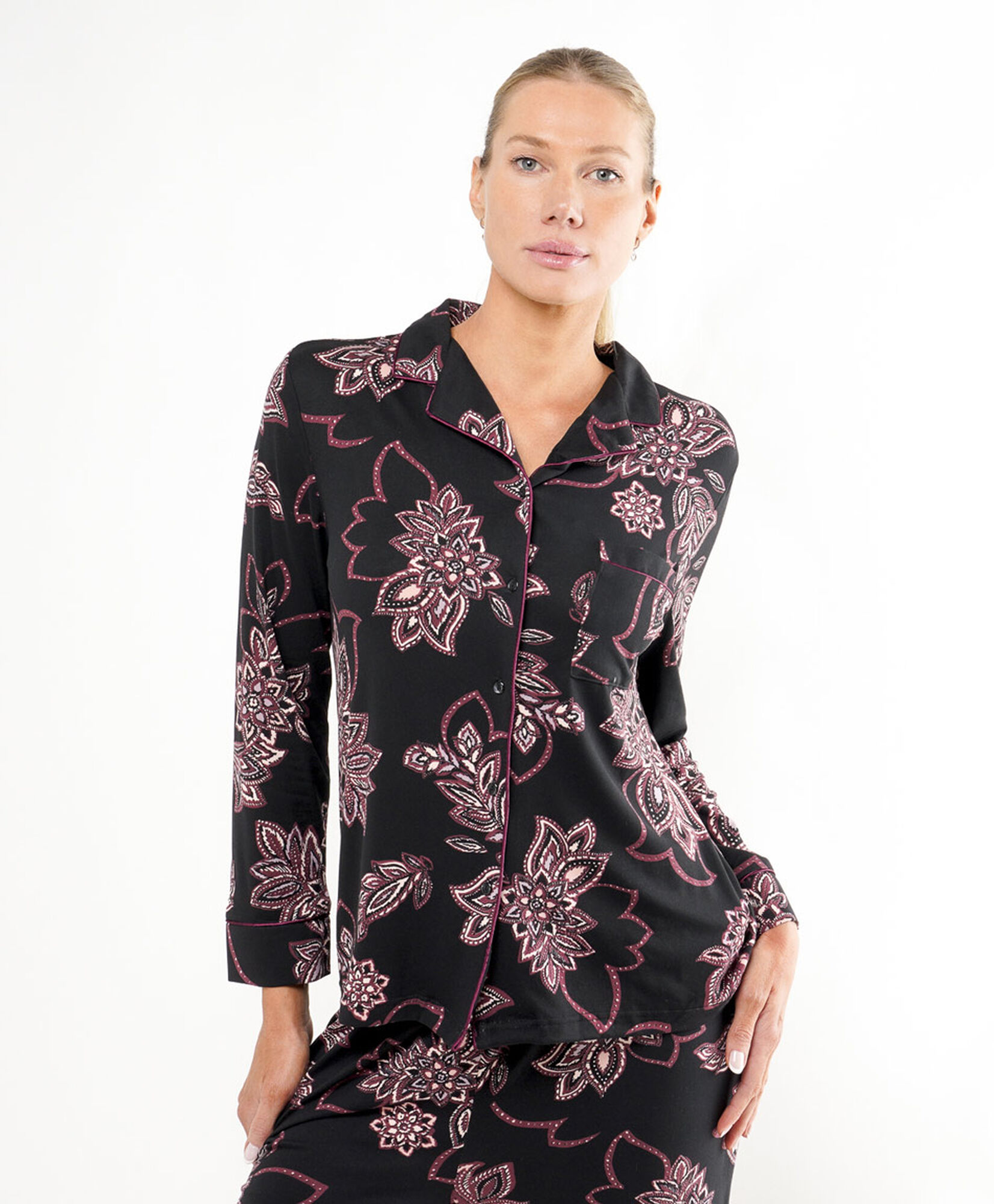 Pijama mujer camisero flores grandes Pijama mujer camisero flores grandes