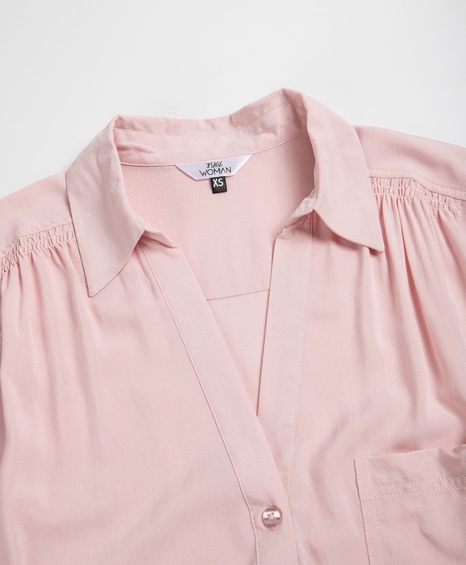 Blusa mujer camiseta detalle plisado