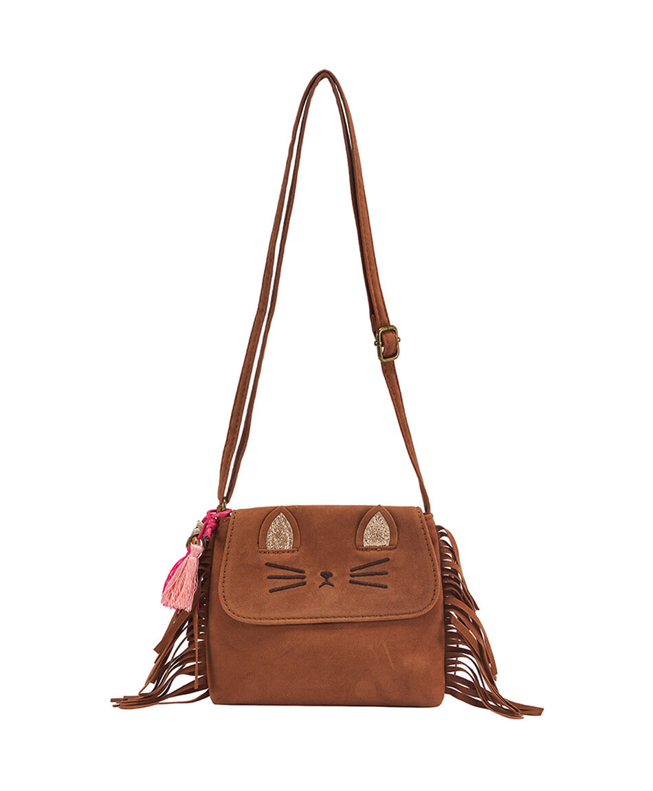 Cartera ni&ntilde;a dise&ntilde;o gato caf&eacute;