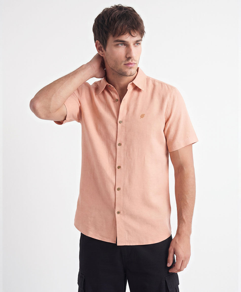 Camisa hombre lino bordado