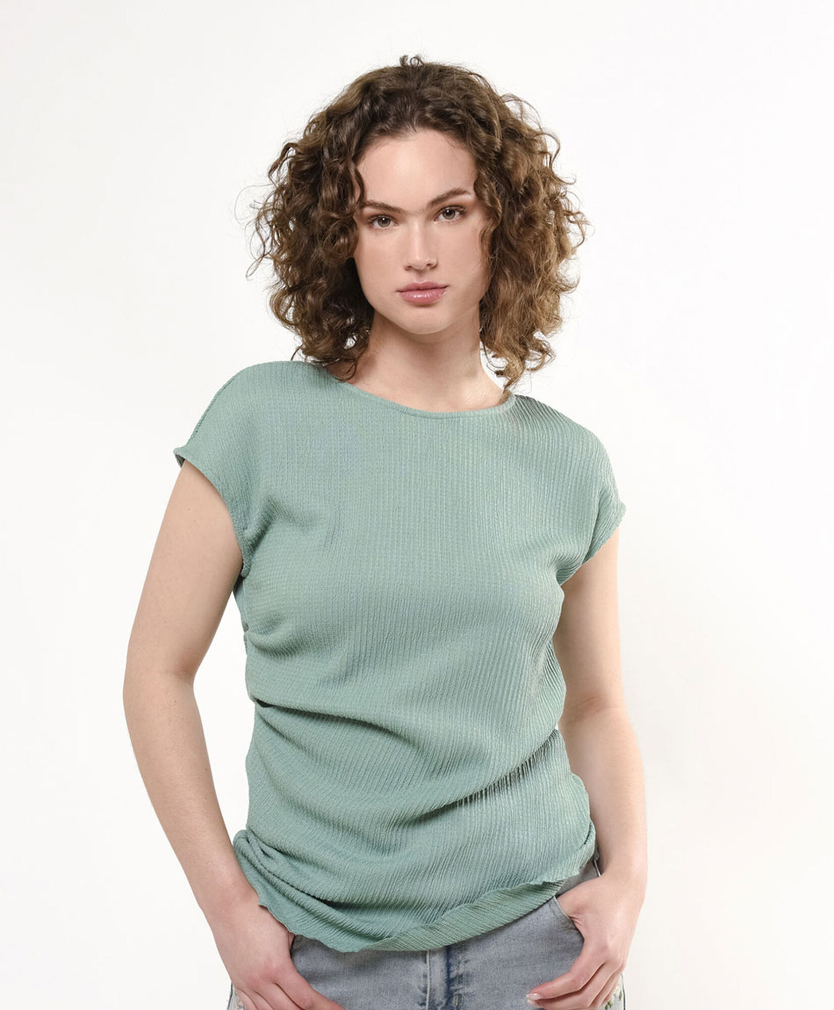 Polera mujer textura verde Polera mujer textura verde