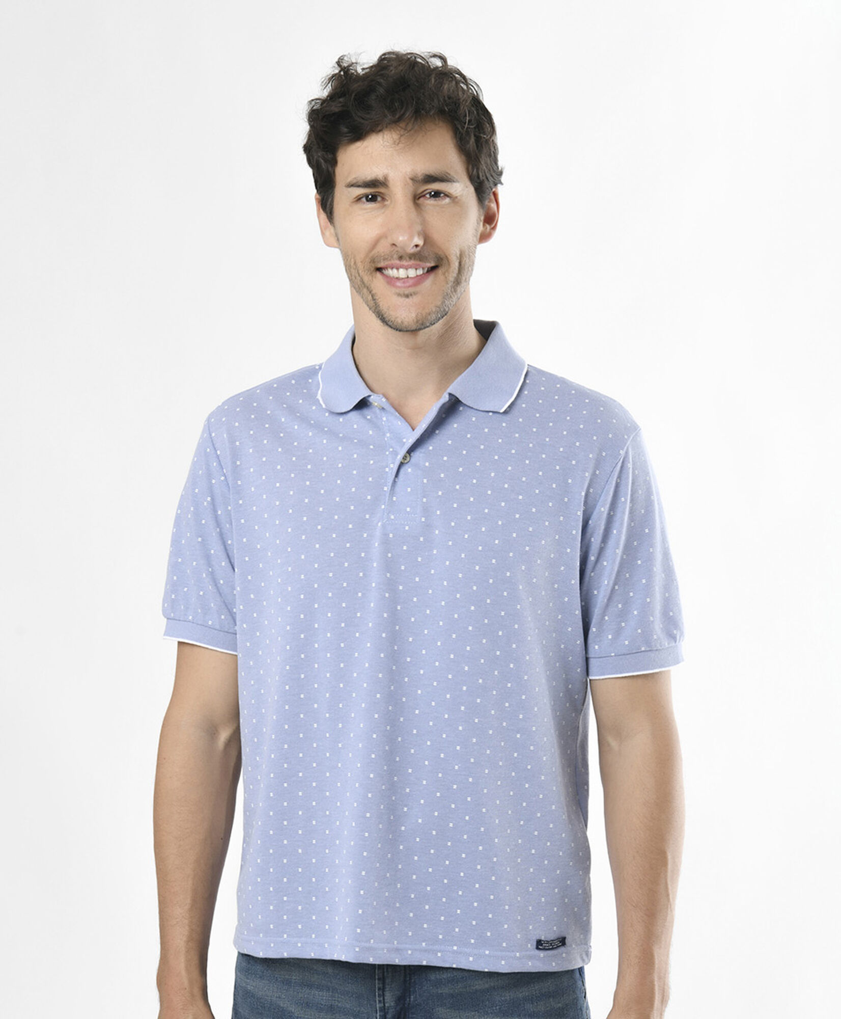 Polera hombre mini líneas cuello piqué Polera hombre mini líneas cuello piqué