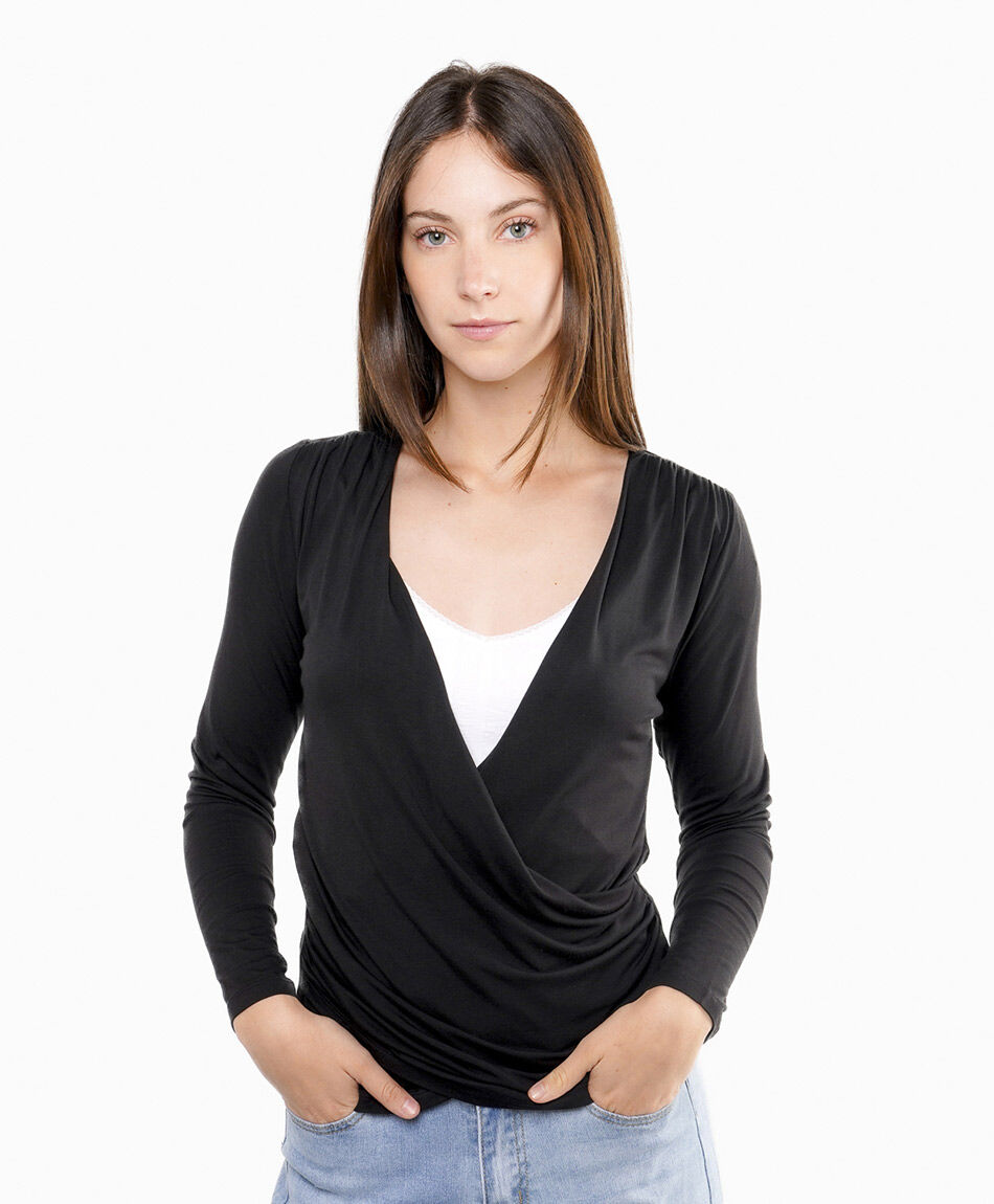 Polera mujer cruzada doble