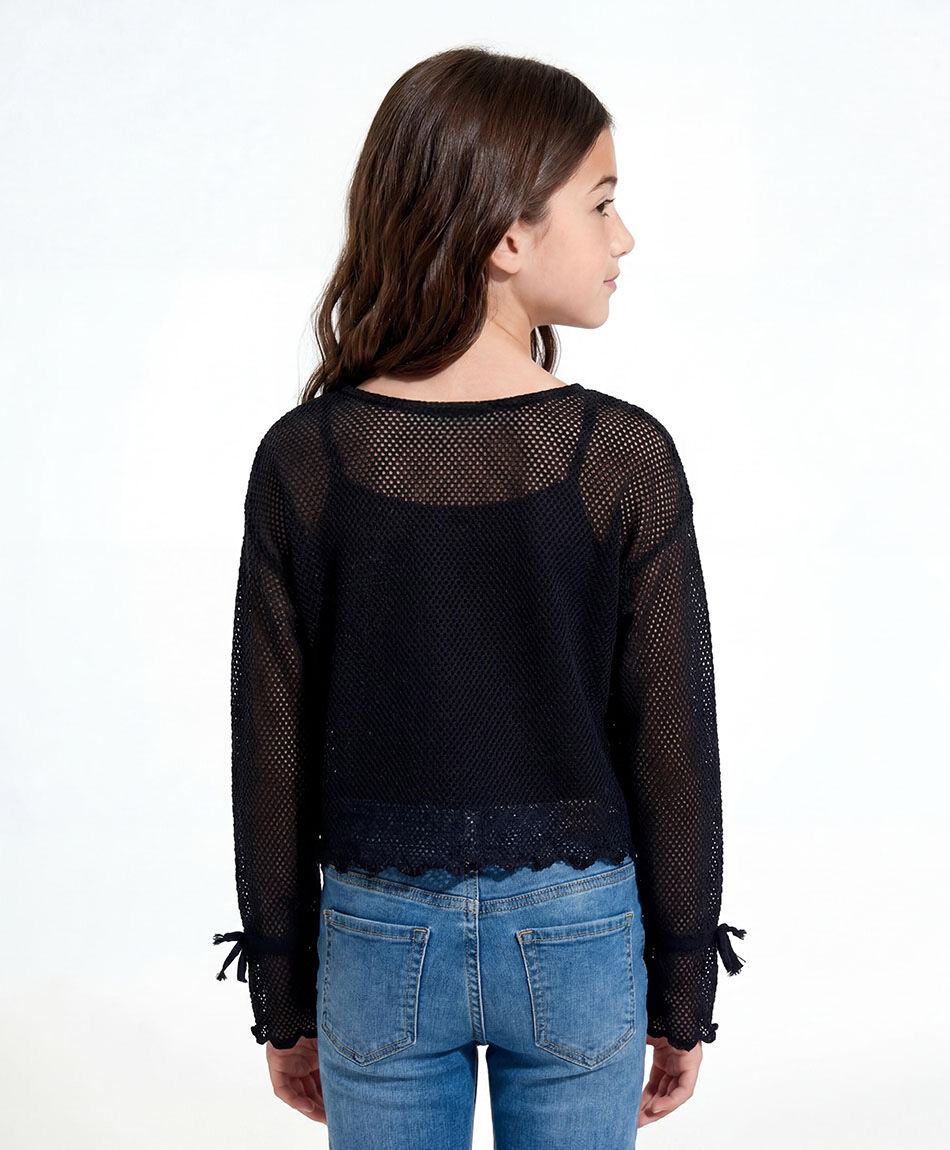 Polera ni&ntilde;a calada negro