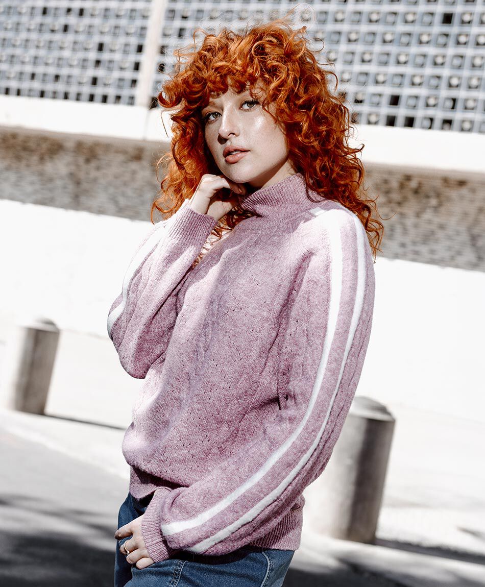 Sweater mujer jacquard tape rose