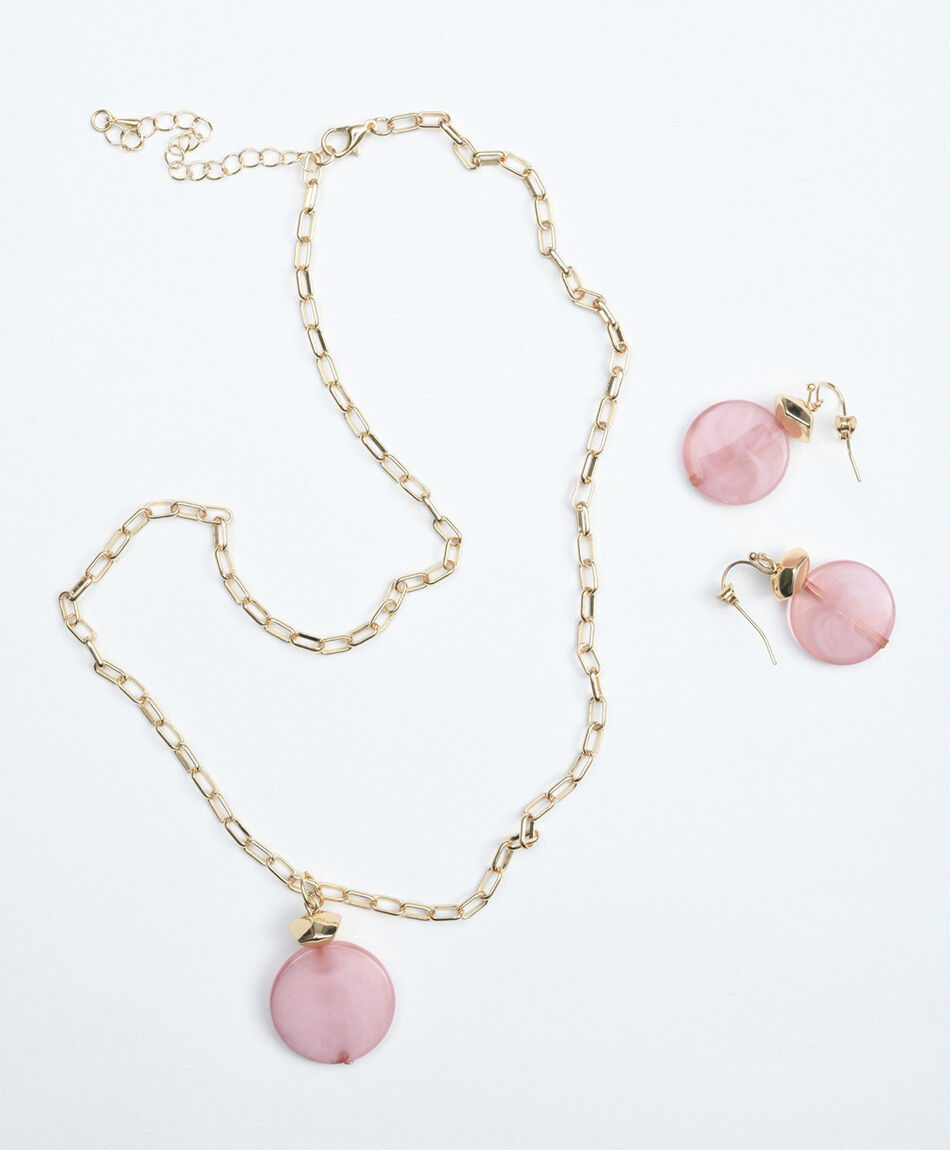 Set collar + aros mujer bicolor 3 piezas