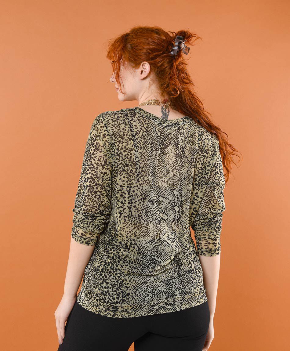 Polera mujer mesh animal print