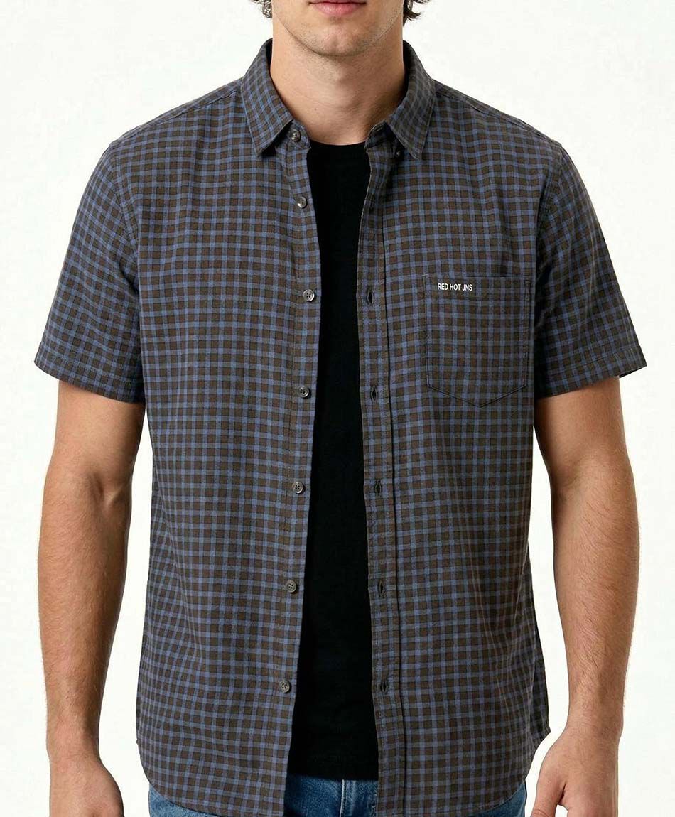 Camisa hombre cuadros manga corta