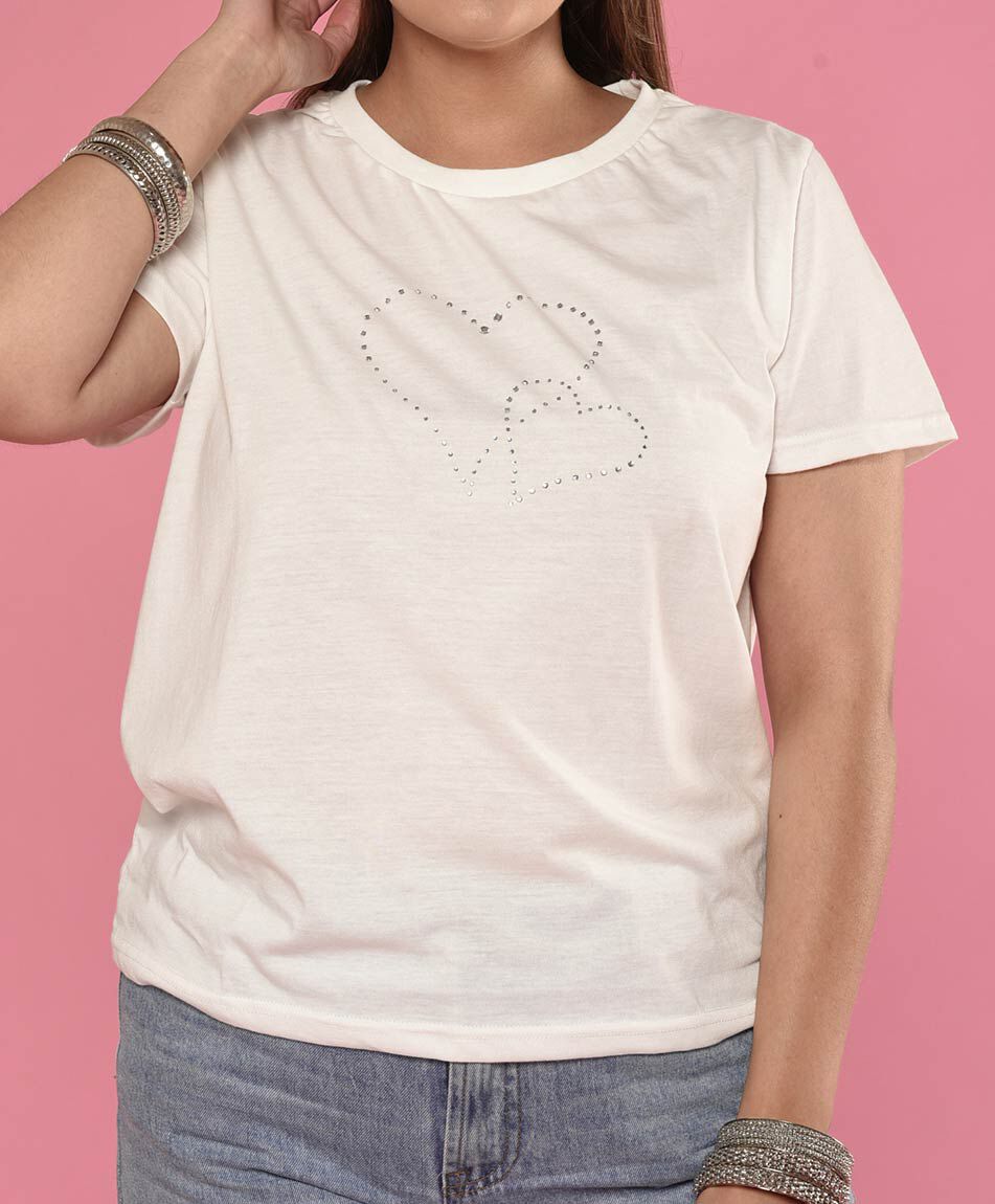 Polera corazon strass