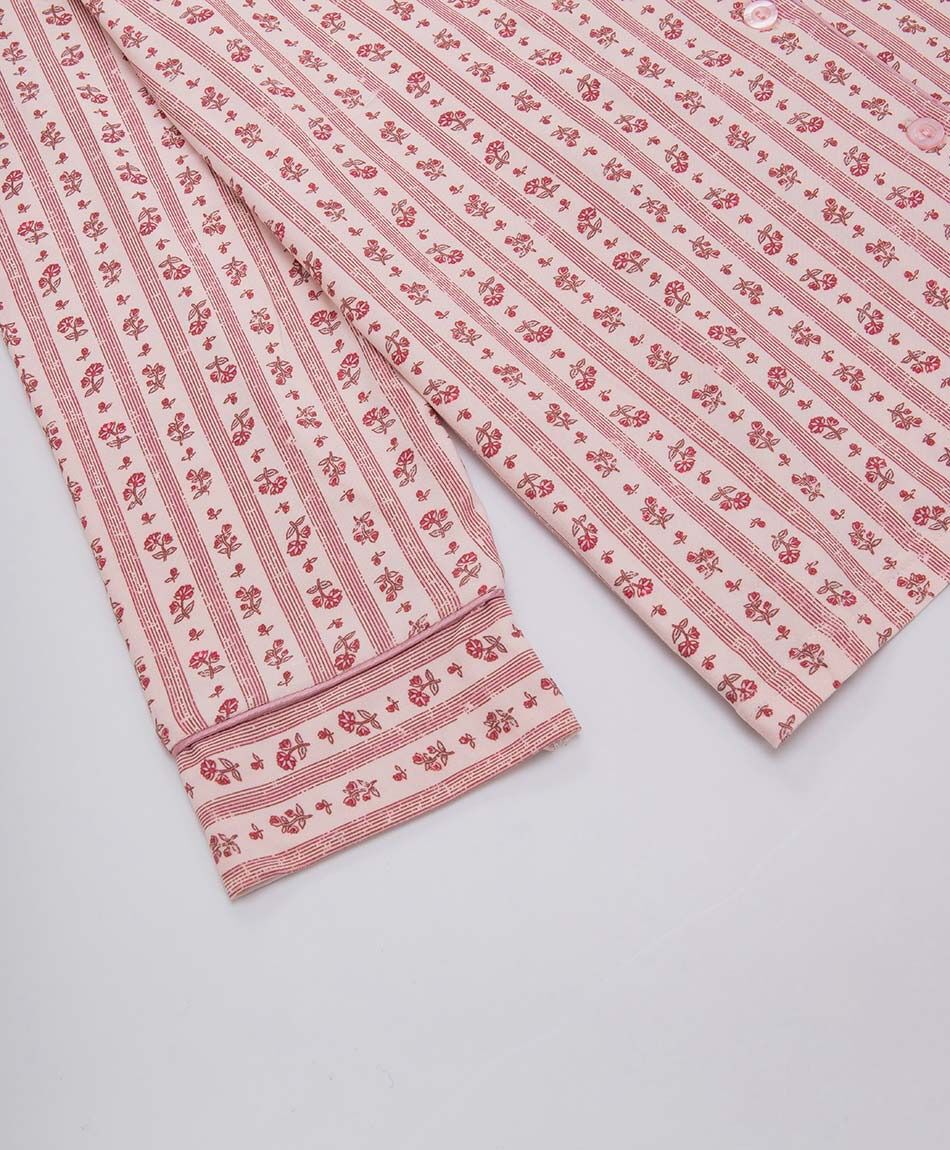 Pijama mujer camisero floreado rosado
