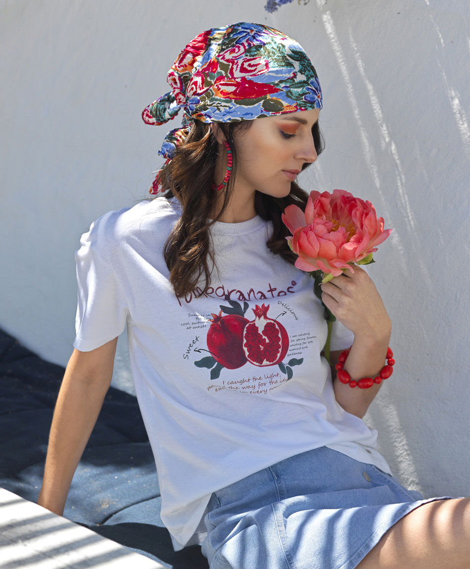 Polera mujer estampado pomegranates