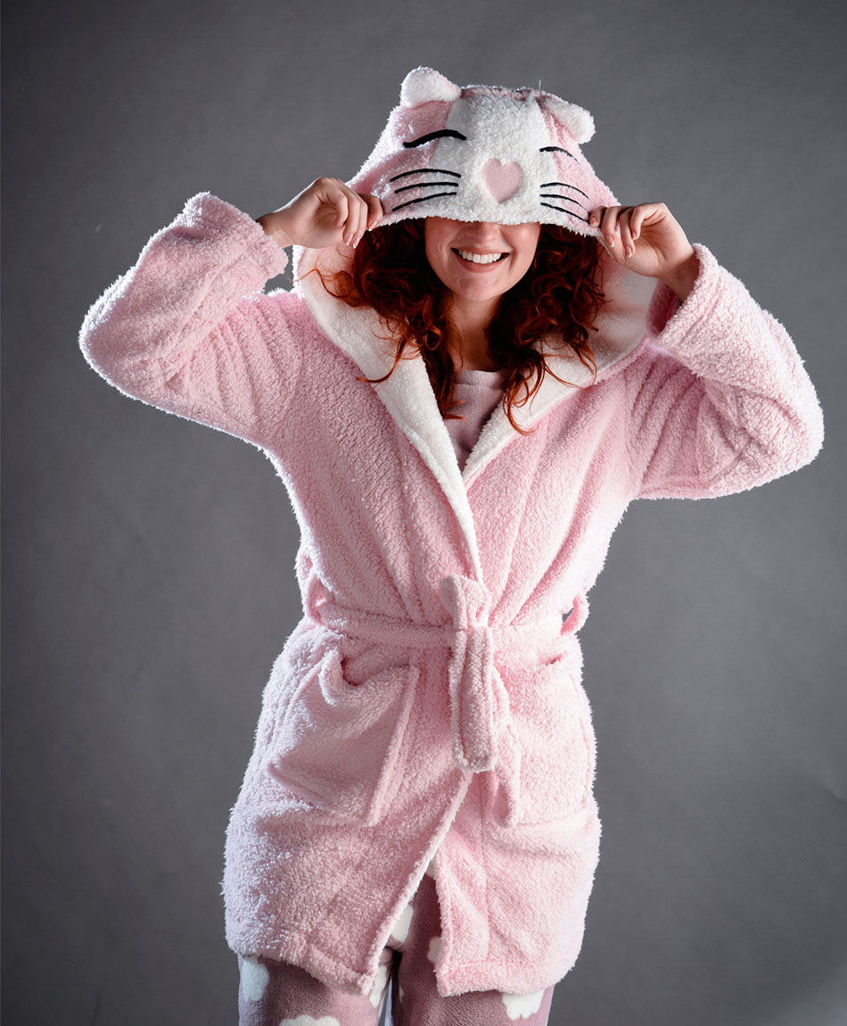 Bata mujer gato rosado