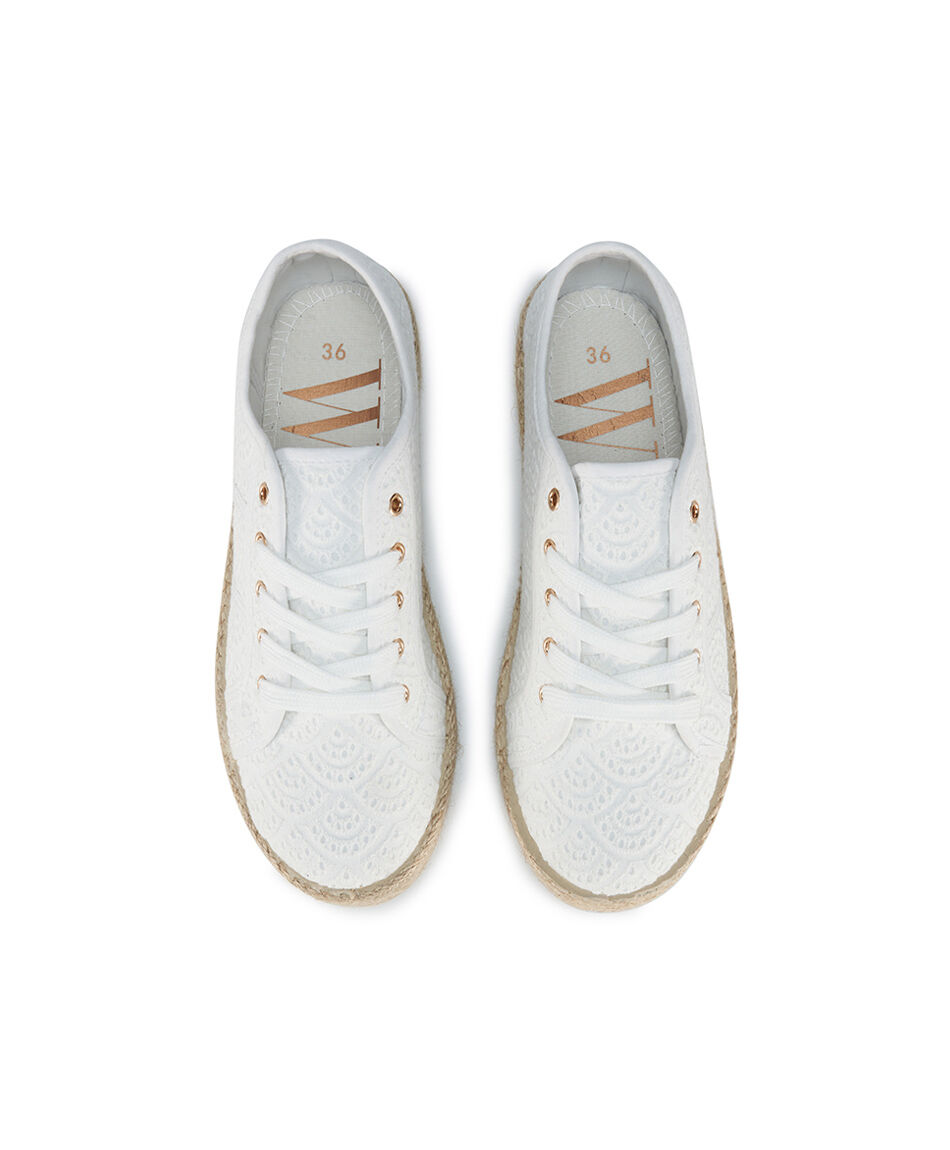 Zapatilla mujer rafia blanca