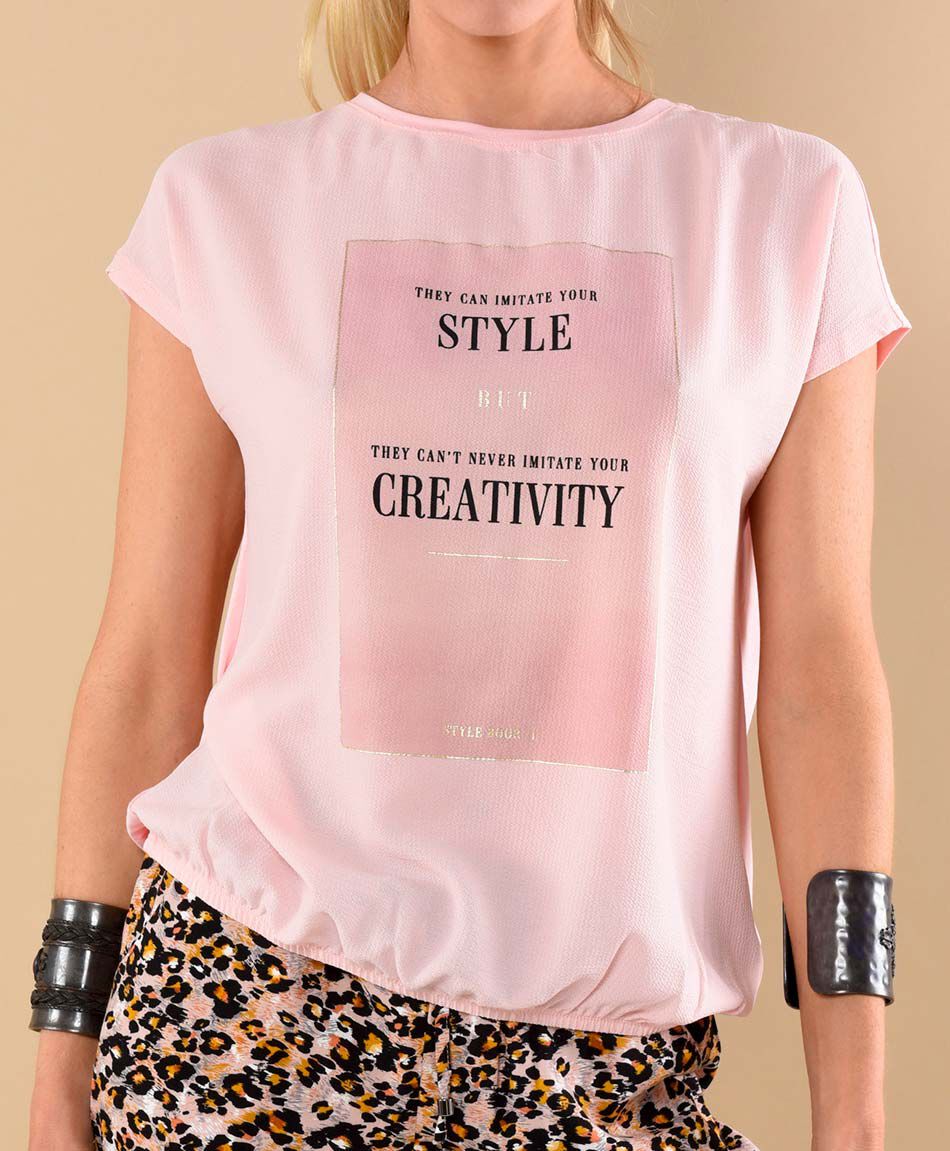 Polera manga corta cuello redondo