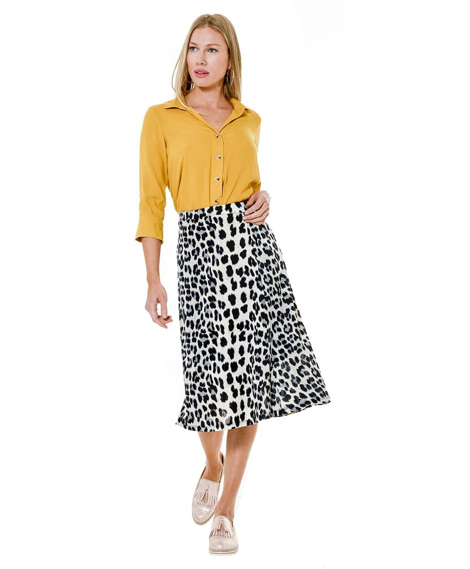 Falda evase animal print
