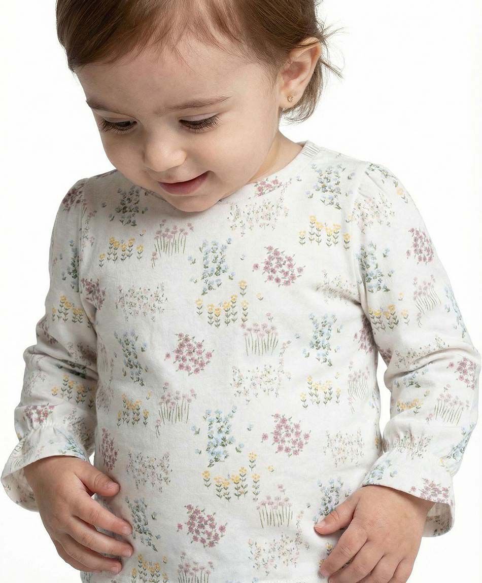 Polera beb&eacute; print florcitas
