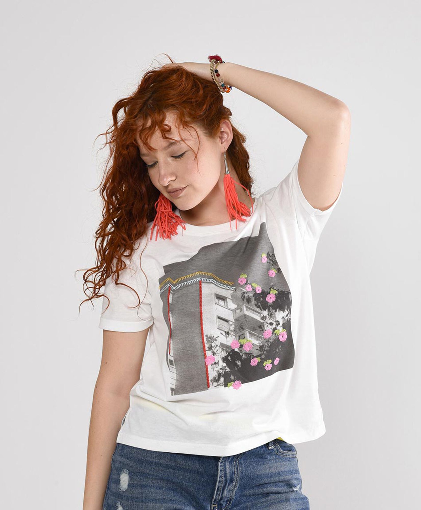 Polera mujer estampada manga corta Polera mujer estampada manga corta