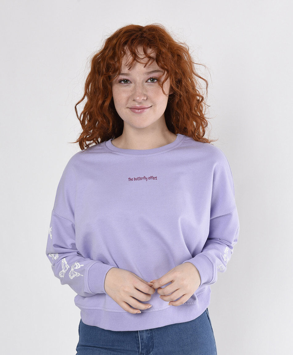 Polerón mujer mangas estampadas