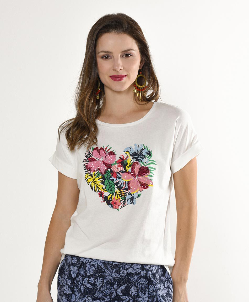 Polera manga corta cuello redondo