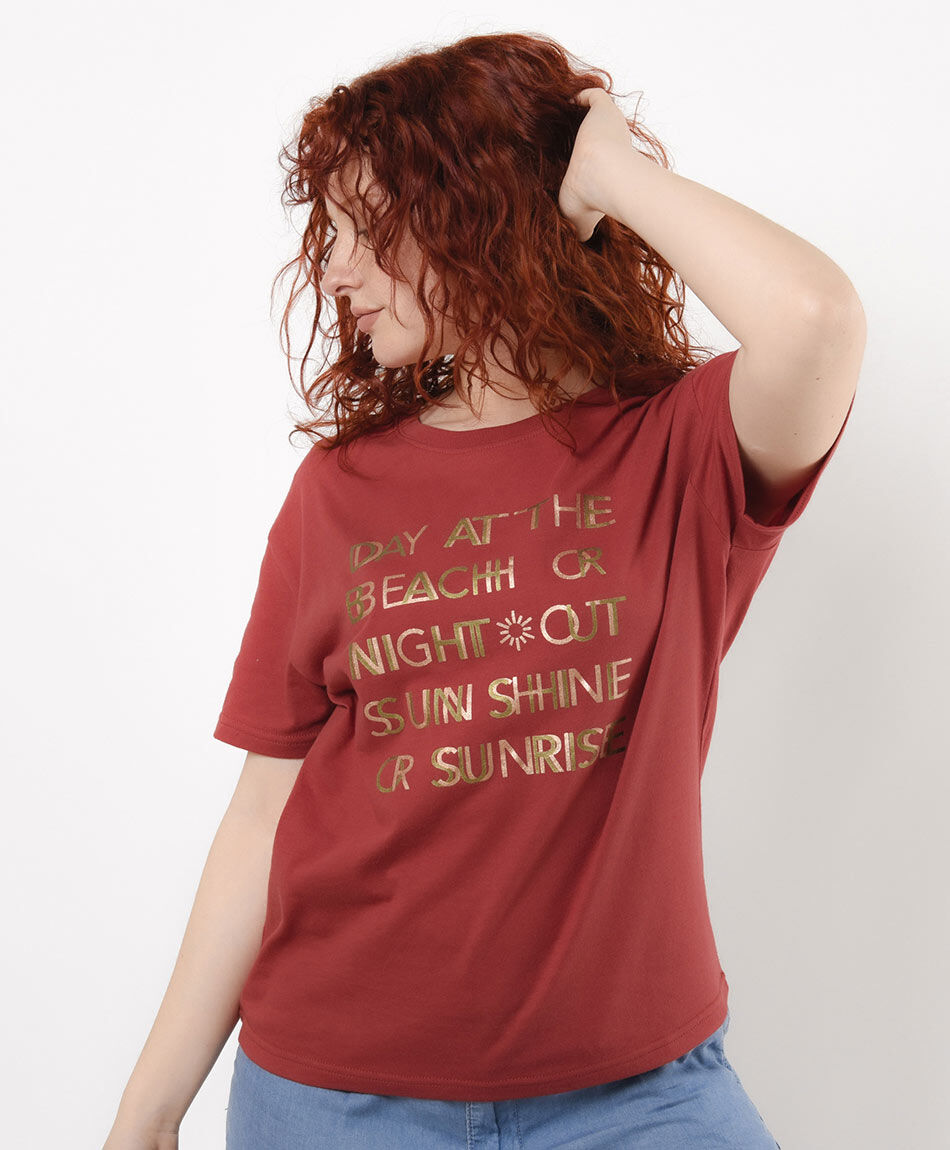 Polera mujer frase dorada