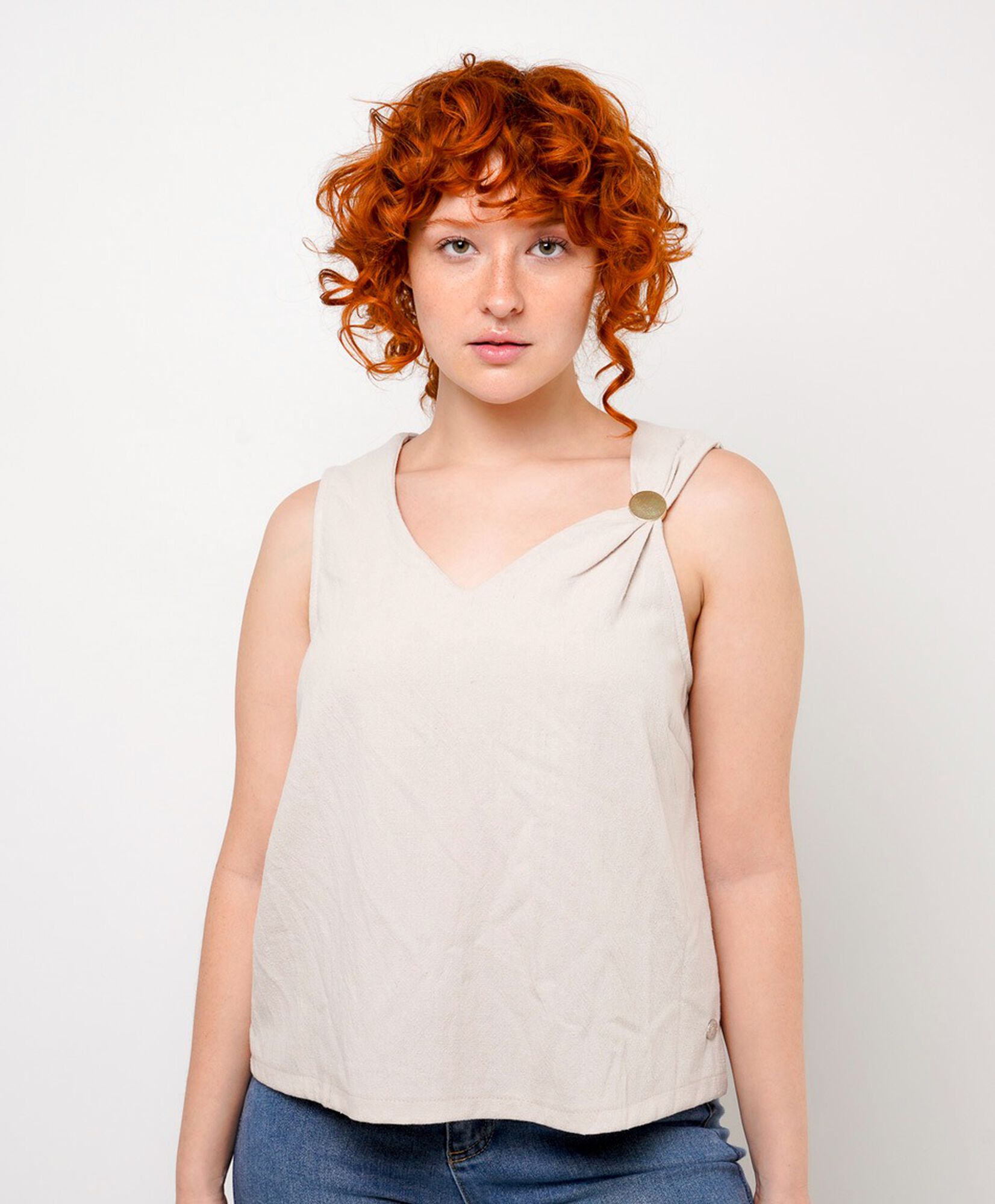 Blusa mujer lino accesorio Blusa mujer lino accesorio