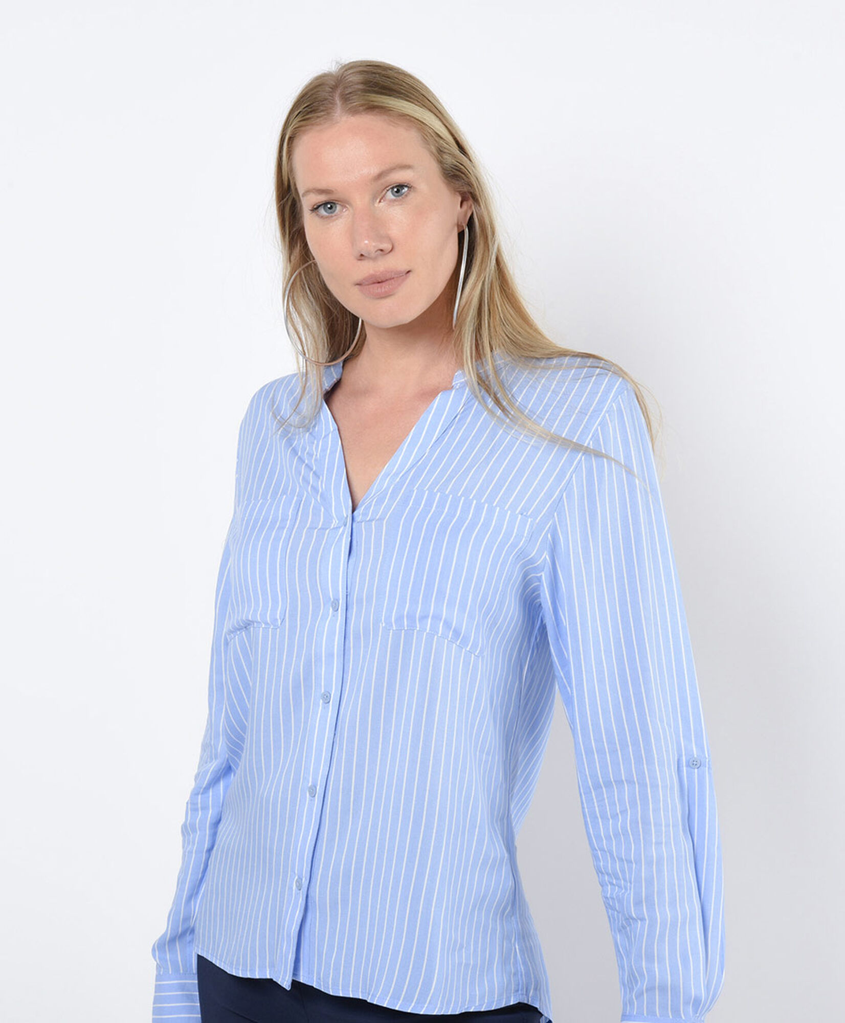 Blusa mujer bolsillos y rayas Blusa mujer bolsillos y rayas