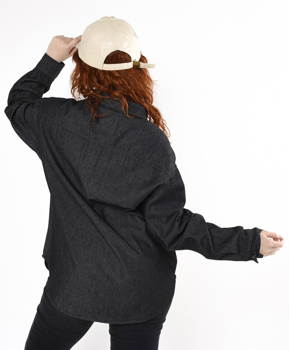 Blusa mujer denim negra oversize