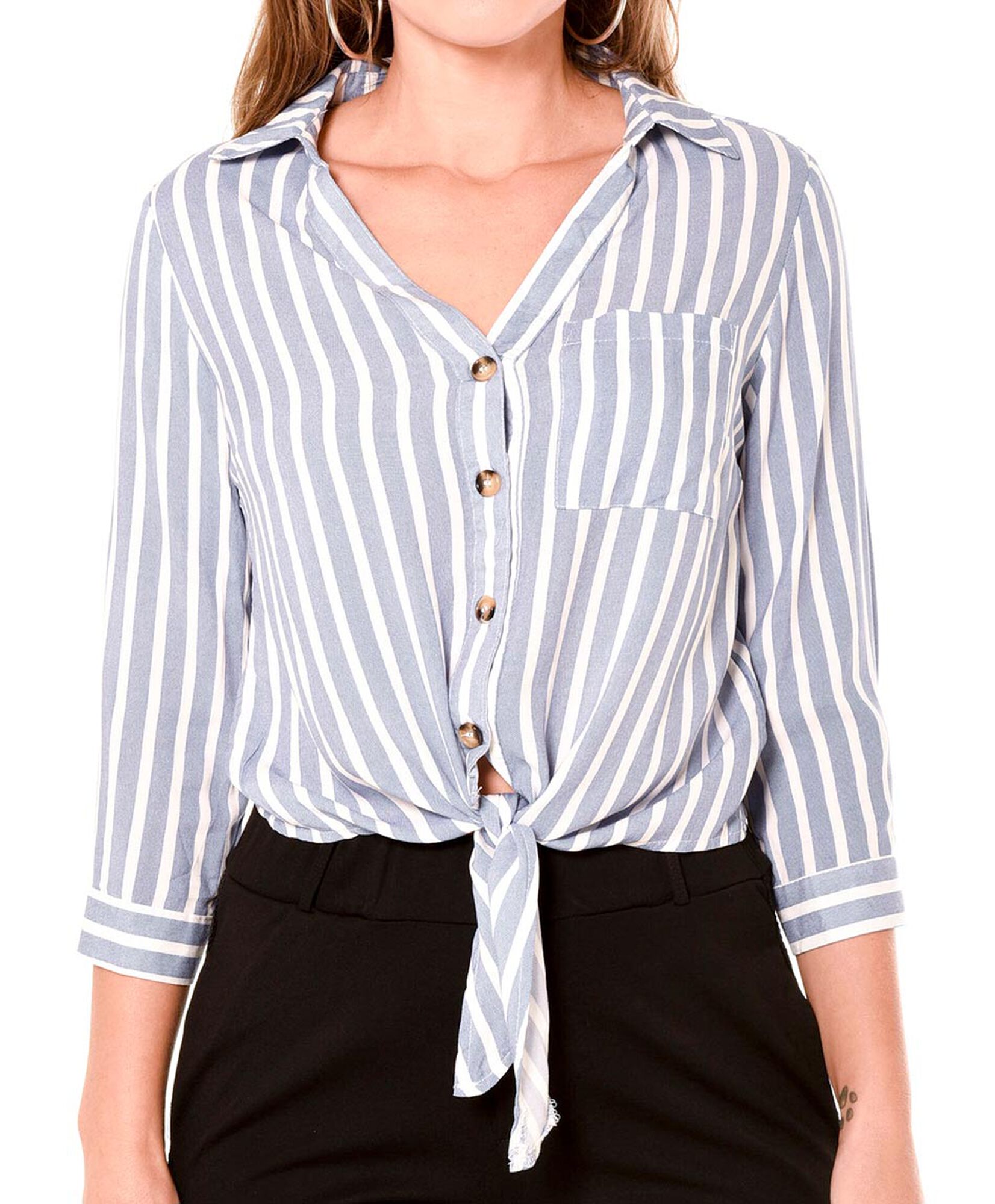 Blusa listada con nudo Blusa listada con nudo