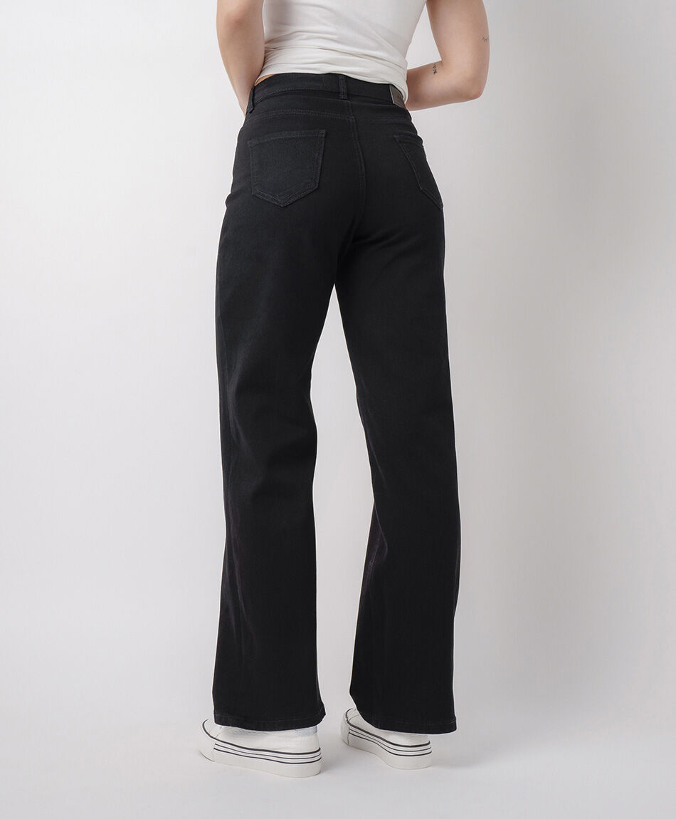 Jeans mujer straight pinzas black