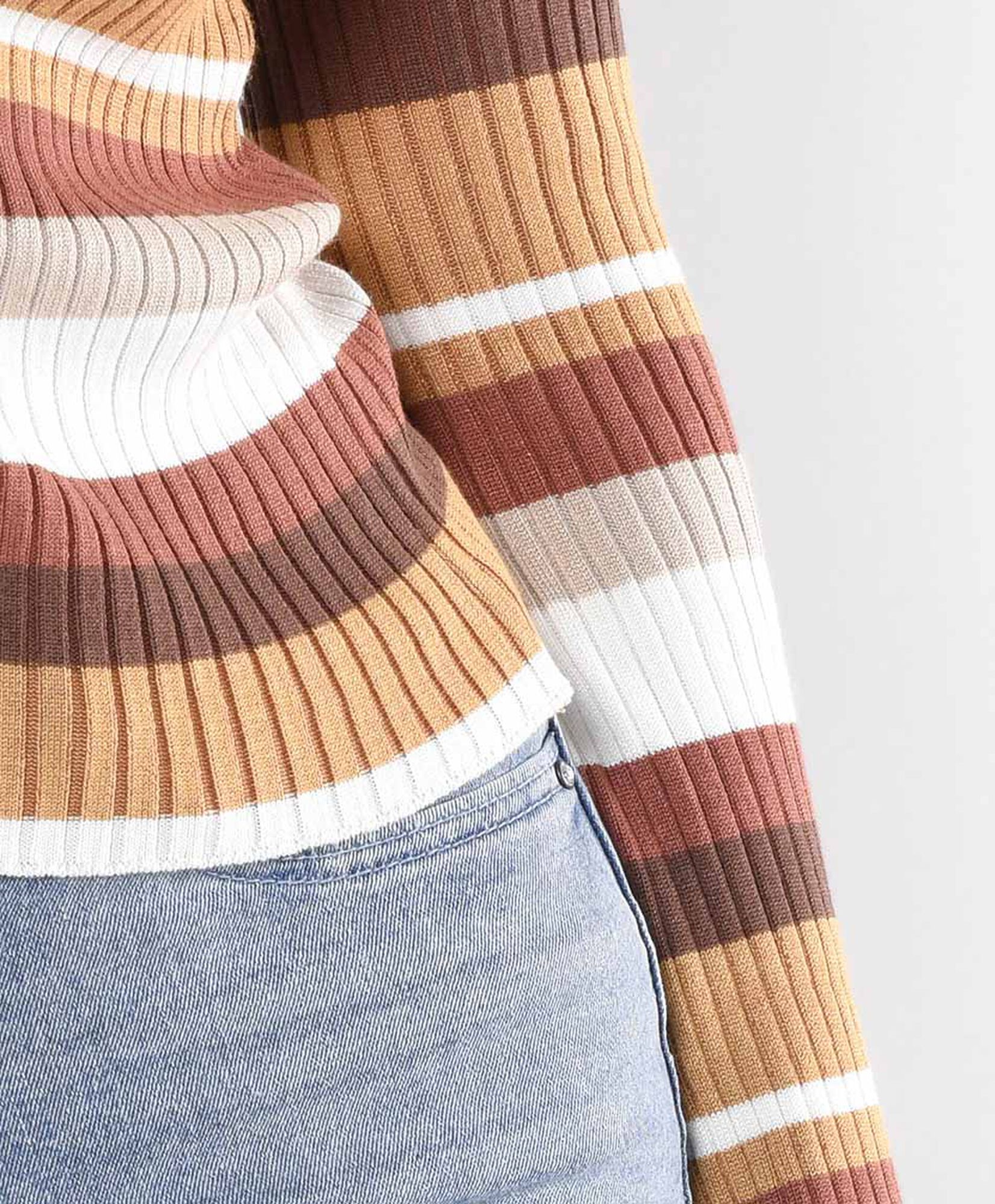 Sweater mujer acanalado franjas ajustado Sweater mujer acanalado franjas ajustado