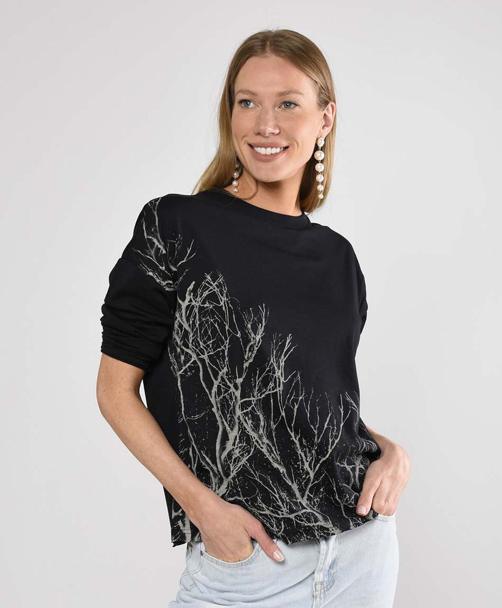 Polera mujer estampada manga larga Polera mujer estampada manga larga
