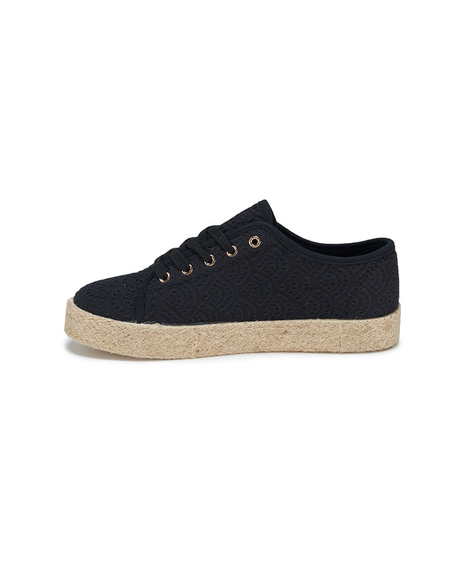 Zapatilla mujer rafia negra
