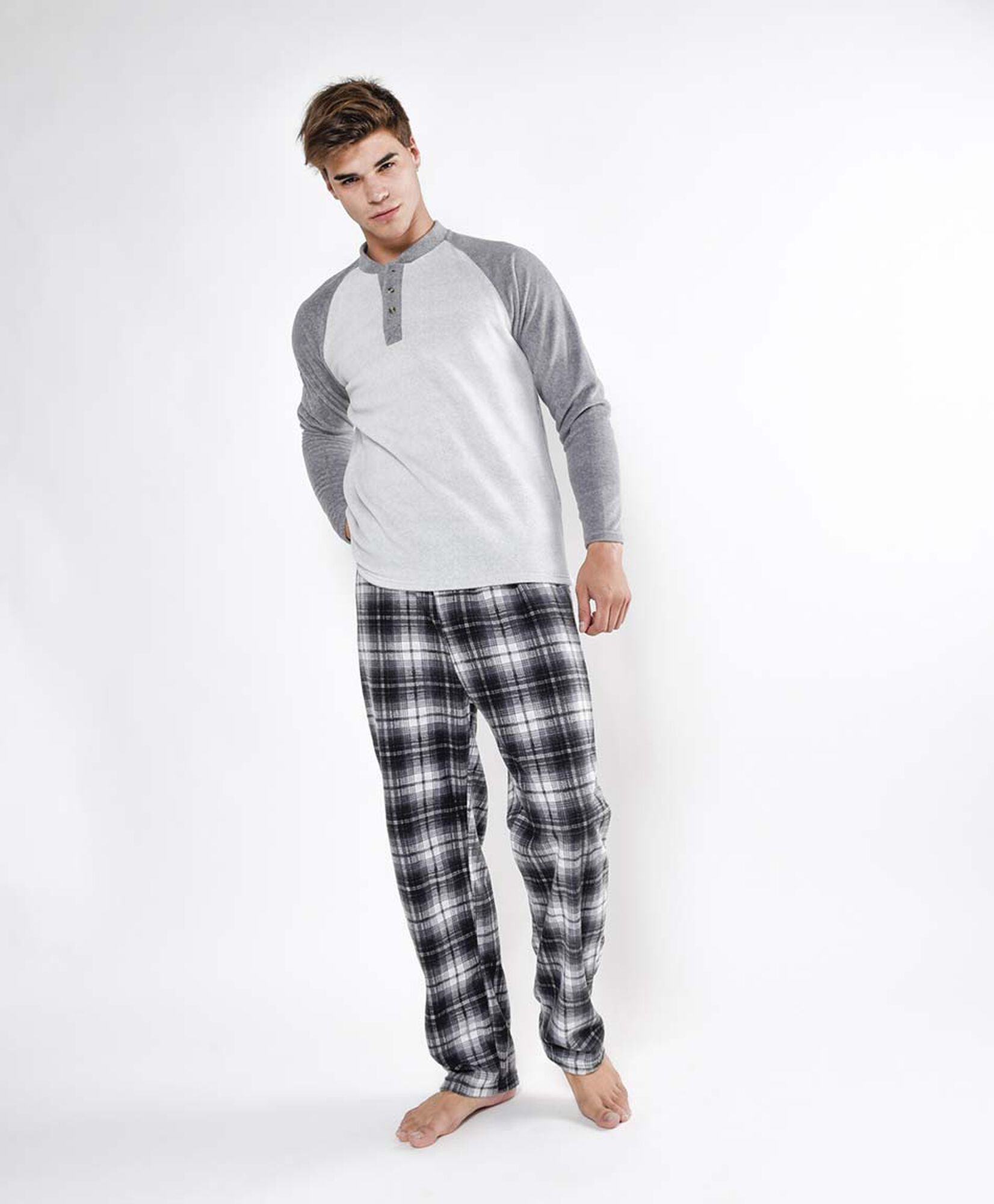 Pijama hombre polar cuadros 2 piezas Pijama hombre polar cuadros 2 piezas