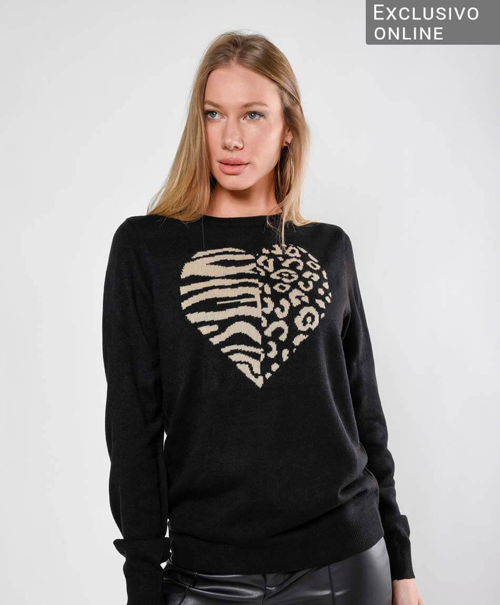 Sweater mujer corazón animal print Sweater mujer corazón animal print