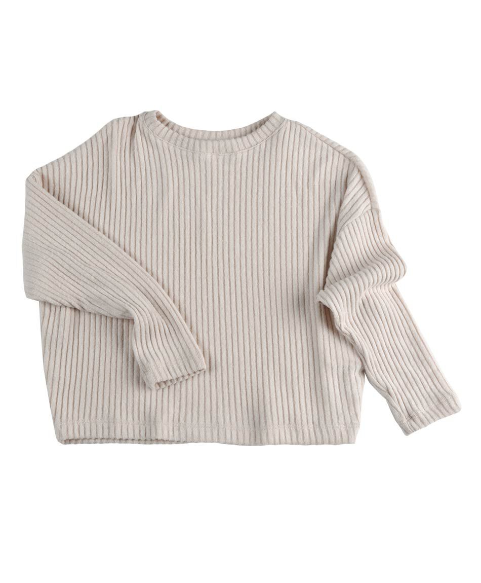 Sweater ni&ntilde;a liso canal&eacute; cuello redondo