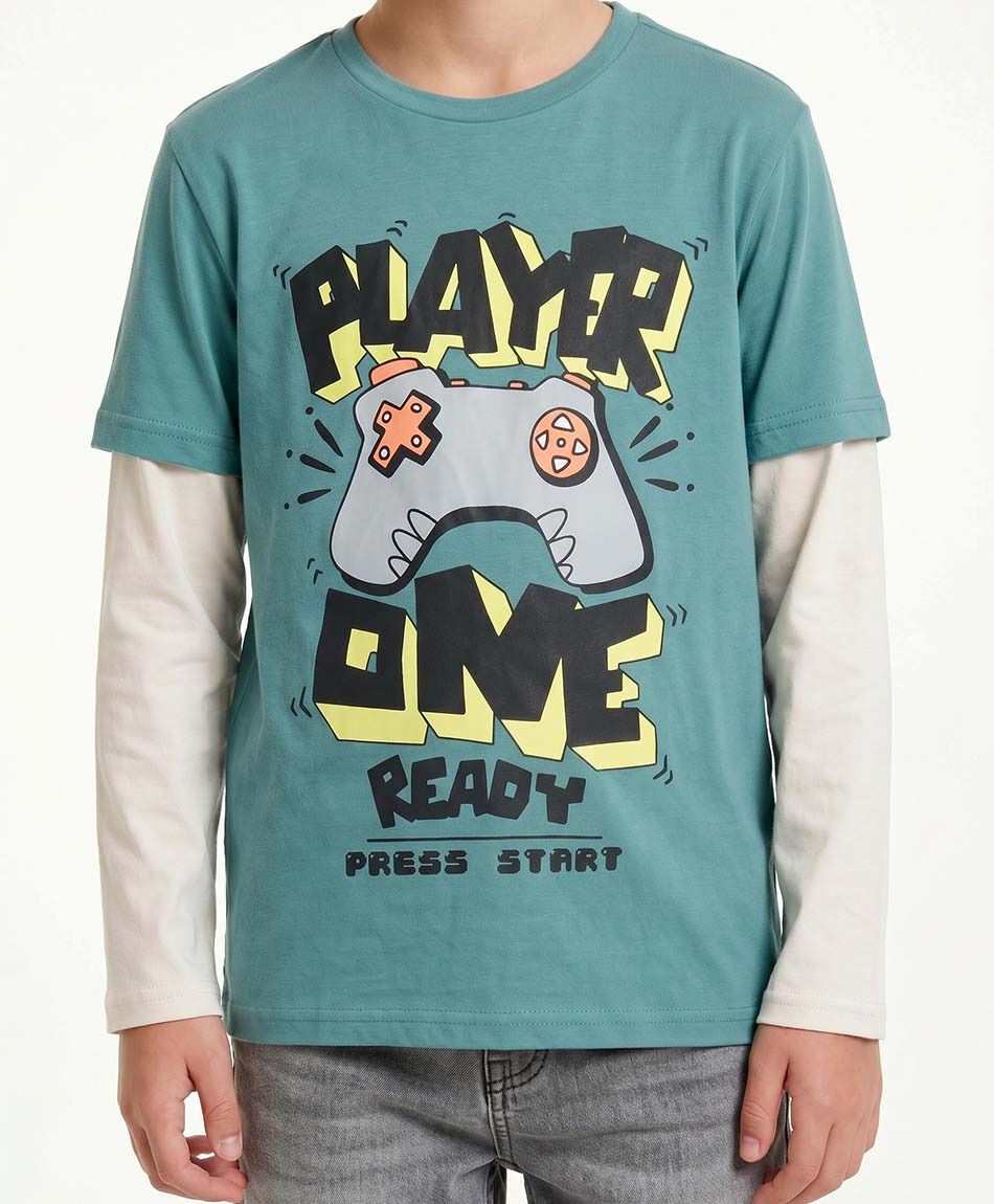 Polera ni&ntilde;o manga larga player