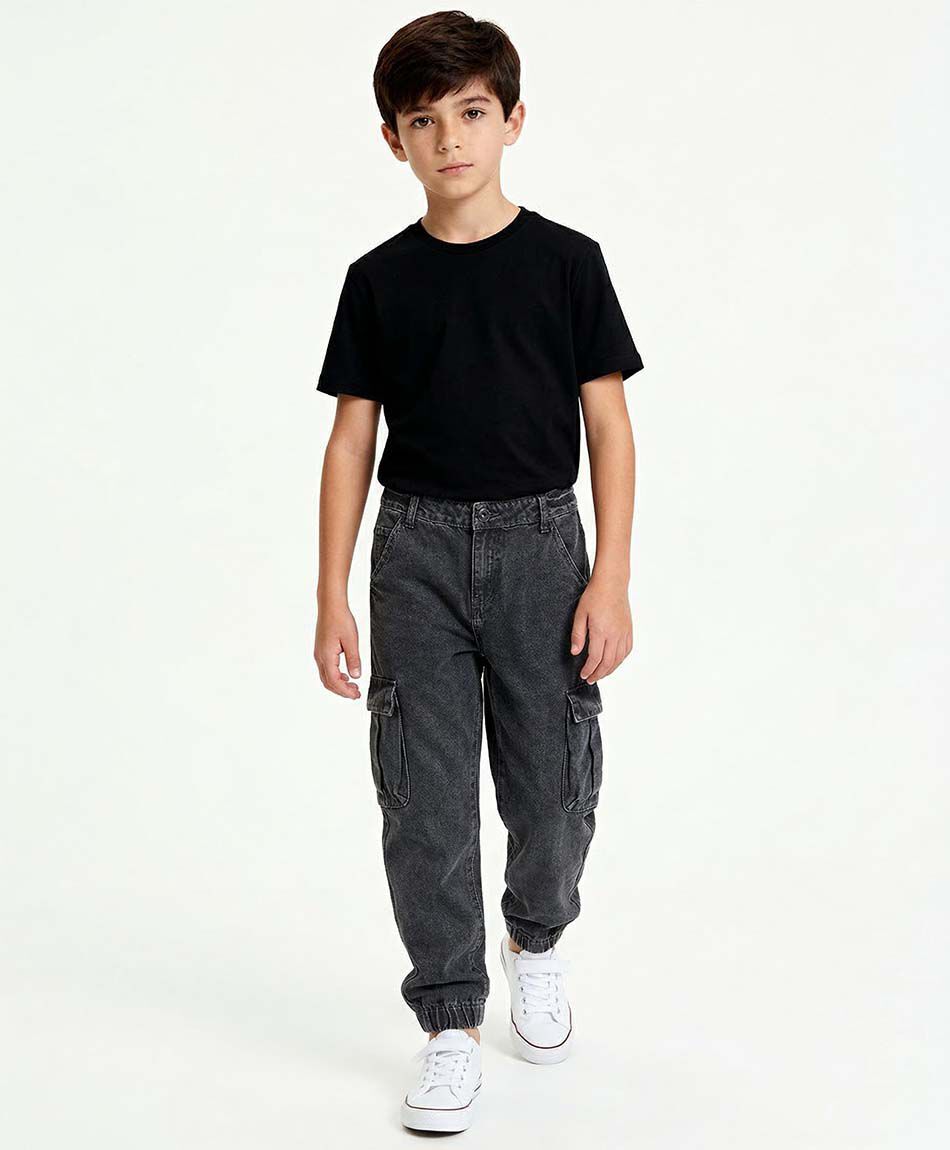 Pantal&oacute;n ni&ntilde;o  cargo gris