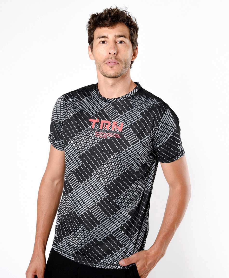 Polera deportiva hombre print bloques