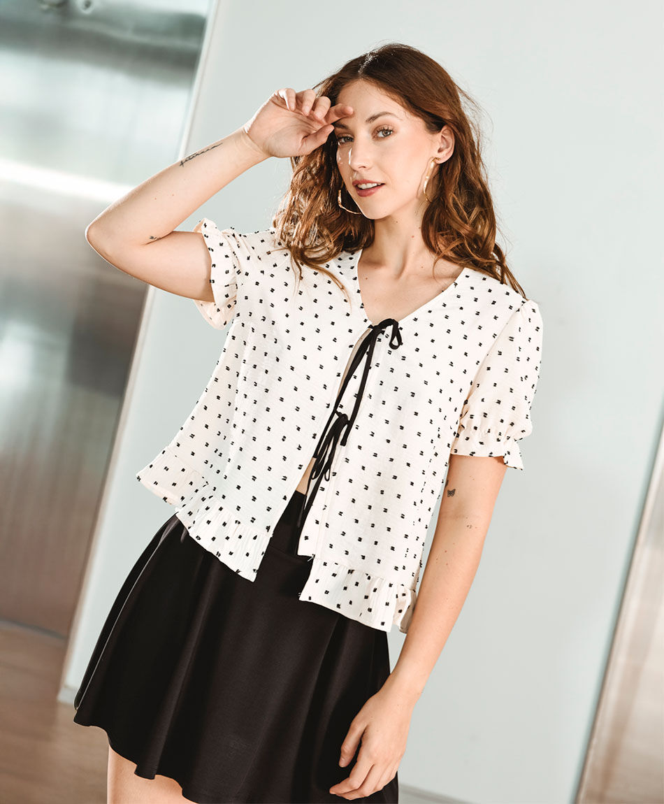 Blusa mujer puntos lazo