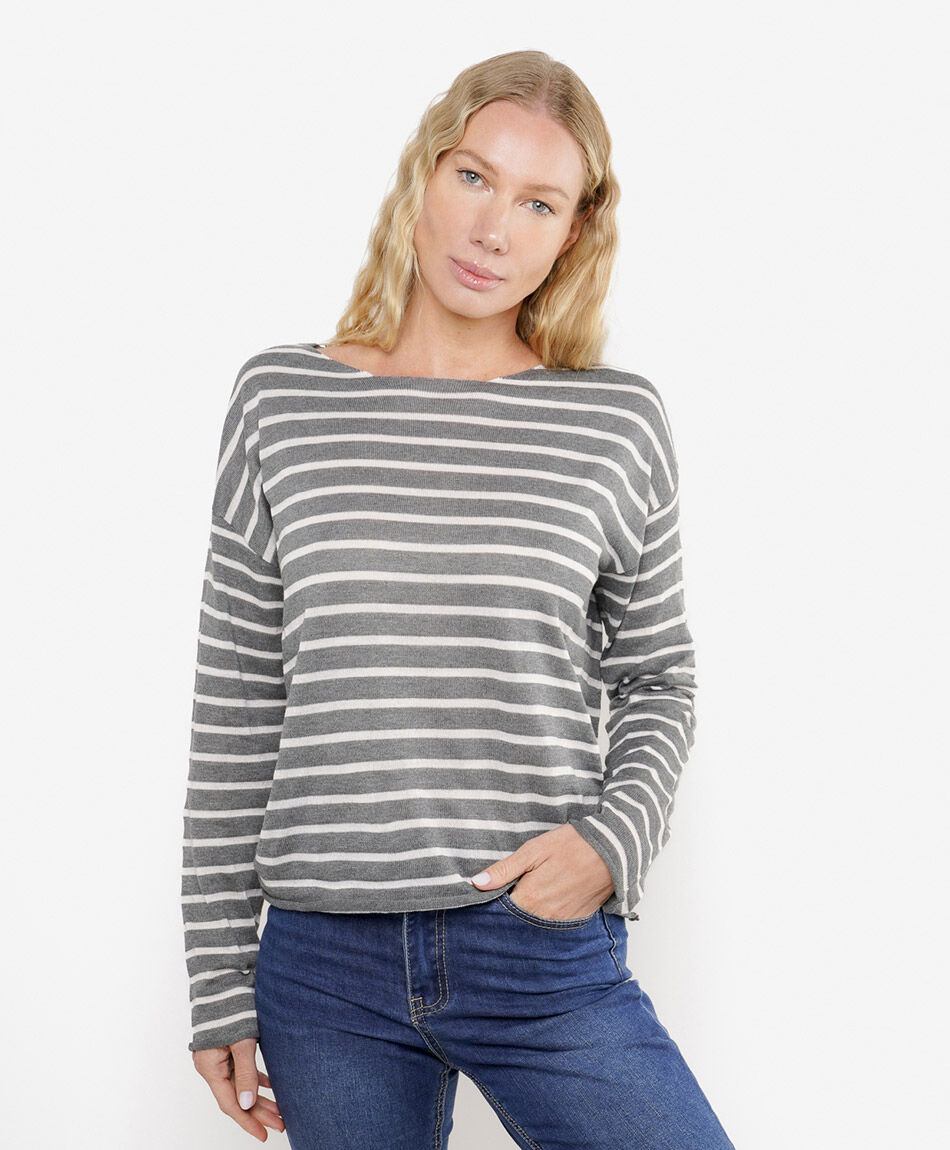 Polera mujer l&iacute;neas cuello amplio