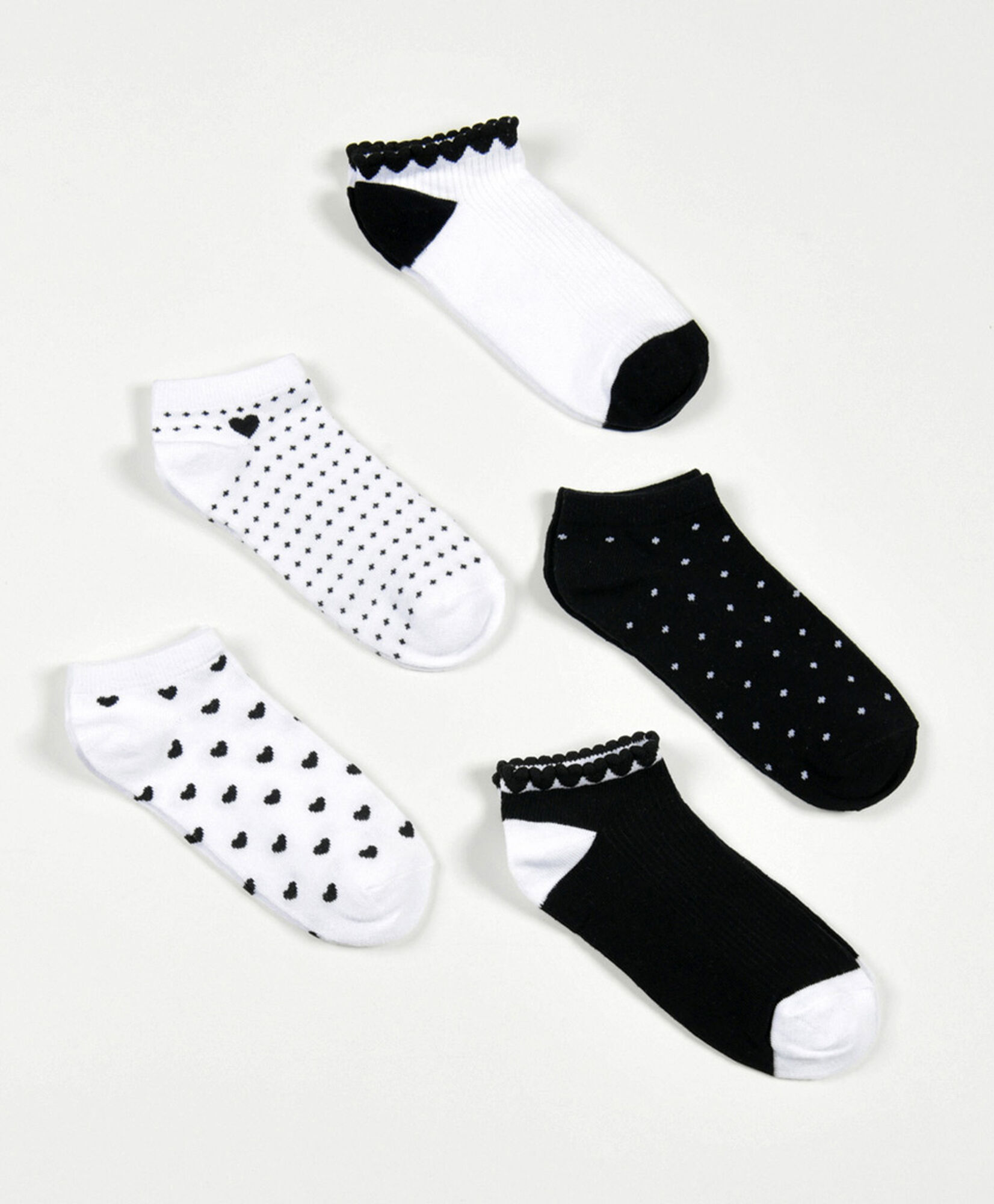 Pack 5 calcetines mujer blanco y negro Pack 5 calcetines mujer blanco y negro
