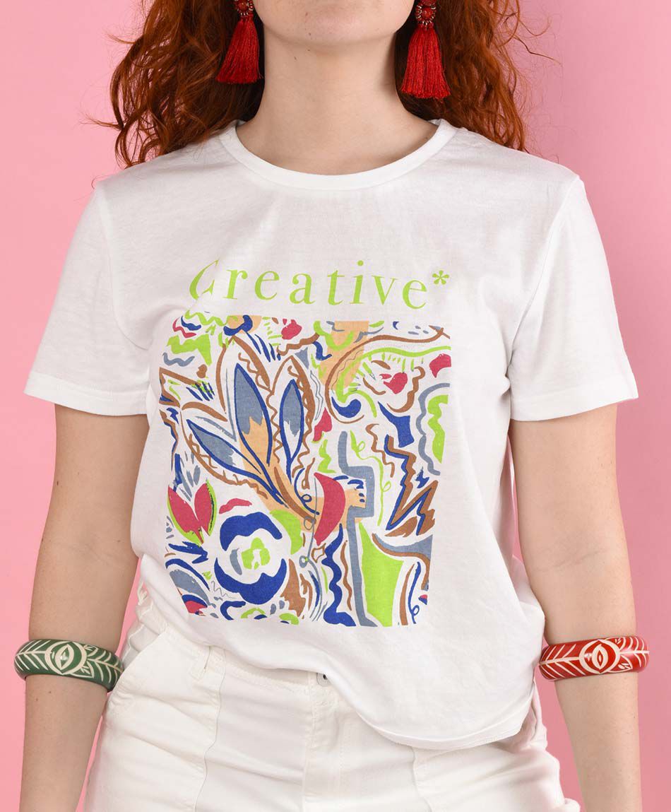 Polera manga corta cuello redondo