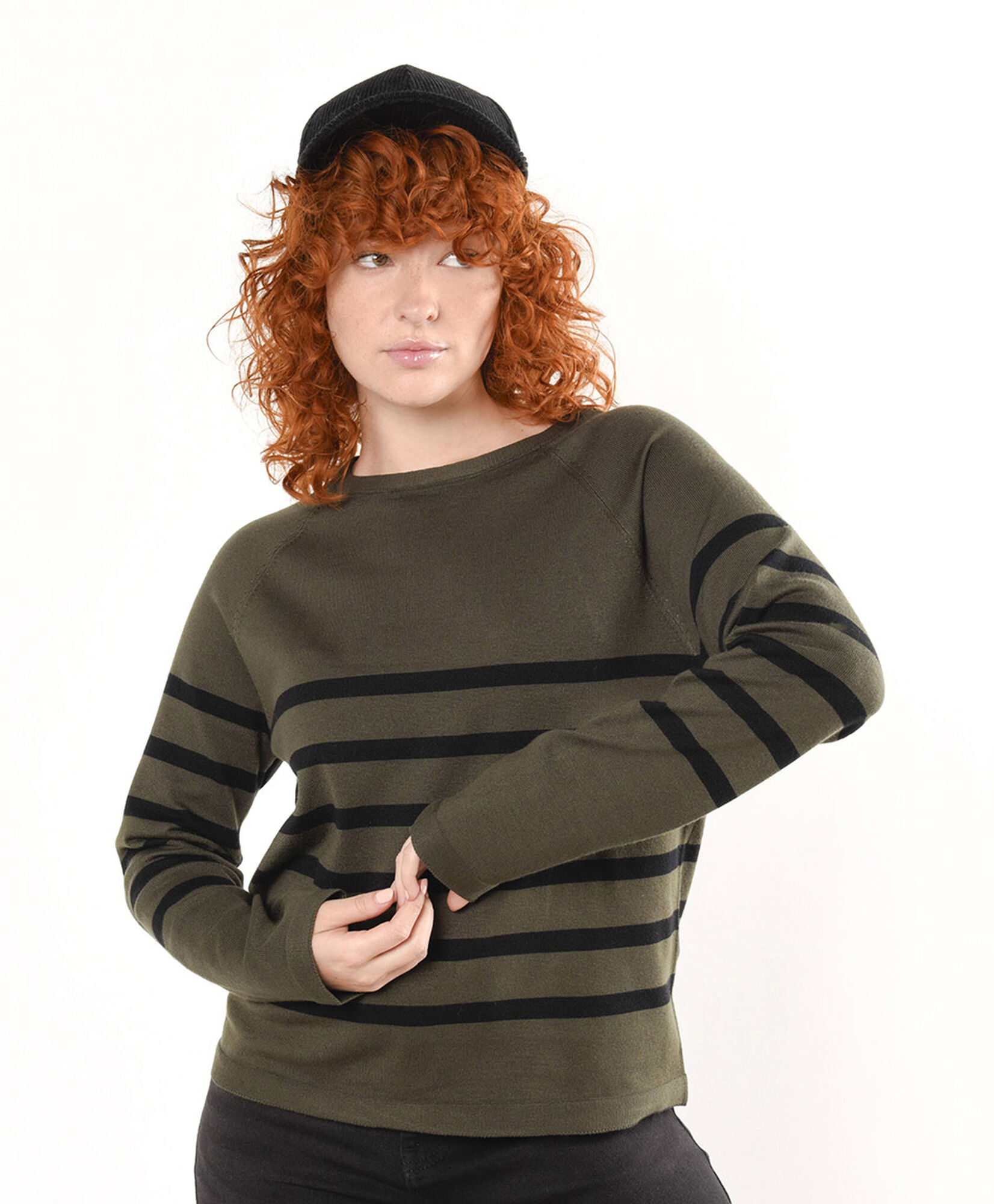 Sweater mujer líneas verde oscuro Sweater mujer líneas verde oscuro